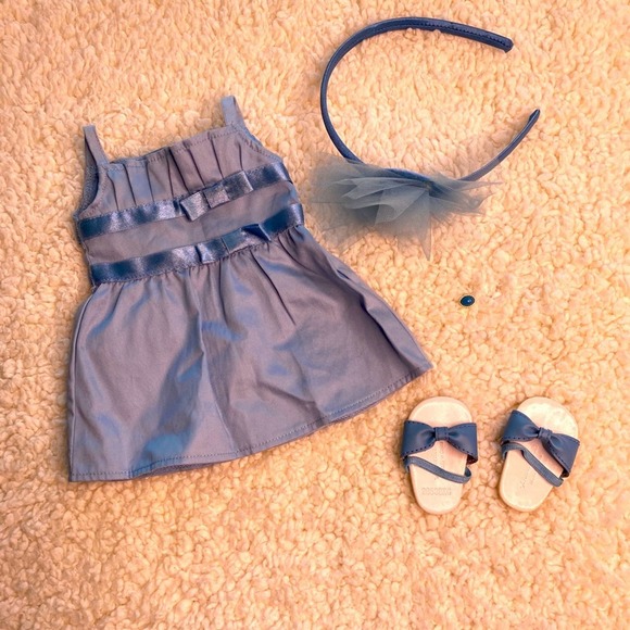 American Girl Other - American Girl Doll Blue Double-Bow Dress, Shoes